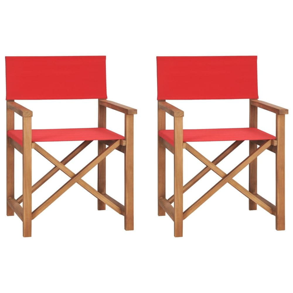 Petromila vidaXL Skladacie režisérske stoličky 2 ks červené tíkový masív